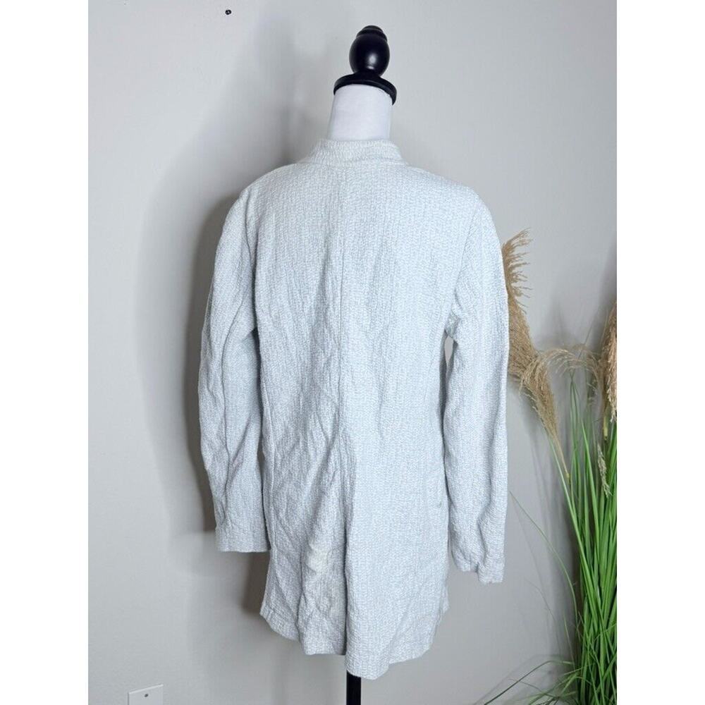 EILEEN FISHER Gray Button Stretch JACKET Organic Cotton Tencel Medium Loose Comf - Picture 4 of 9